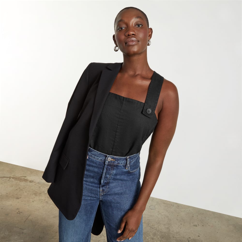 The Apron Linen Tank | Black - Image 6