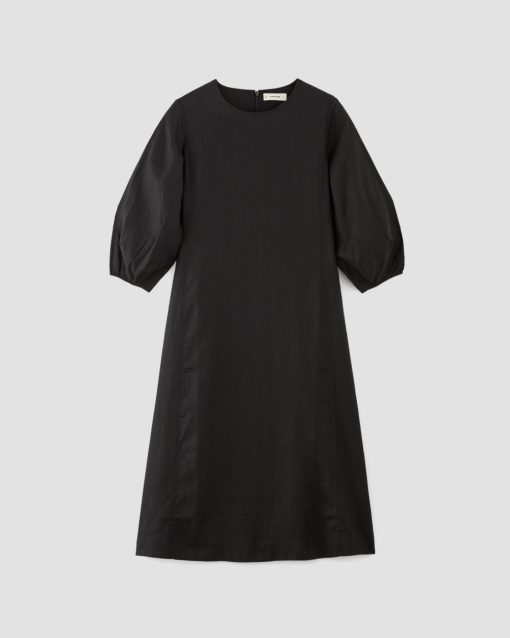 Alternative view of The Linen A-Line Midi Dress | Black