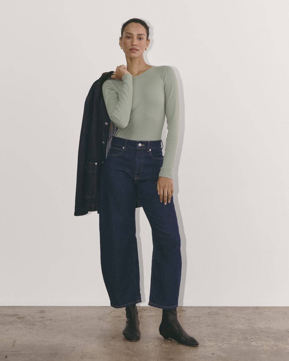 The Luxe Rib Long-Sleeve Crew | Sage Green - Image 3