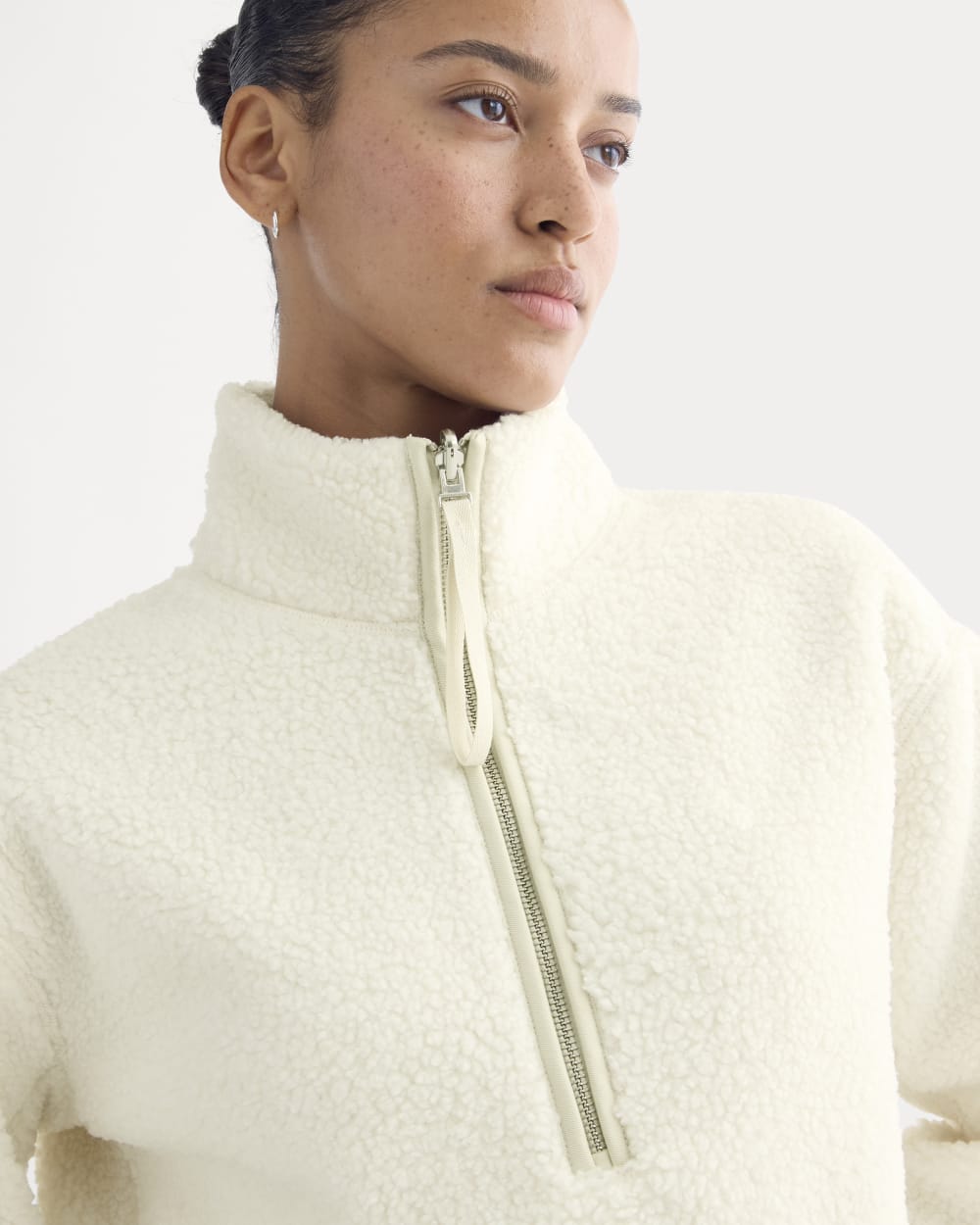 Reversible Teddy Half-Zip Pullover | Bone/Birch - Image 4