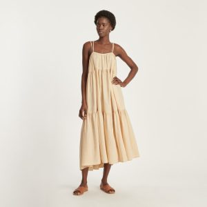 Alternative view of The Billow Tiered Maxi Dress | Orange Plaid