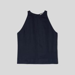 Alternative view of The Linen High-Neck Tank | Navy