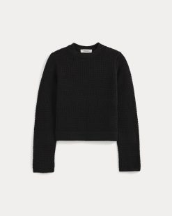 Alternative view of Open Knit Long-Sleeve Crew in Everyday Cotton | Black