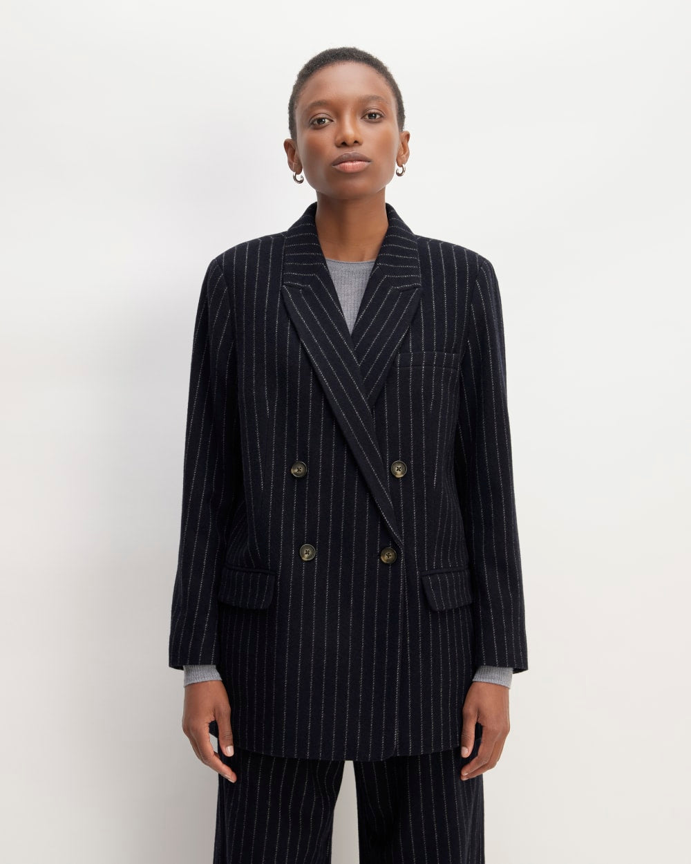 The ReWool® Double-Breasted Blazer | Navy / Bone - Image 3