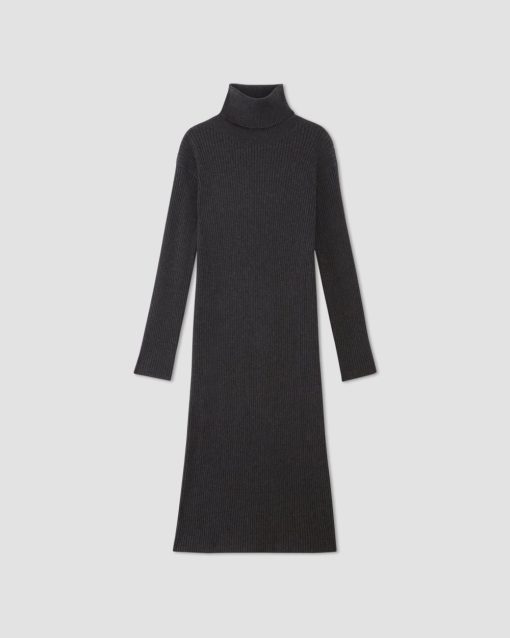 Alternative view of The Cotton-Merino Turtleneck Dress | Heather Charcoal