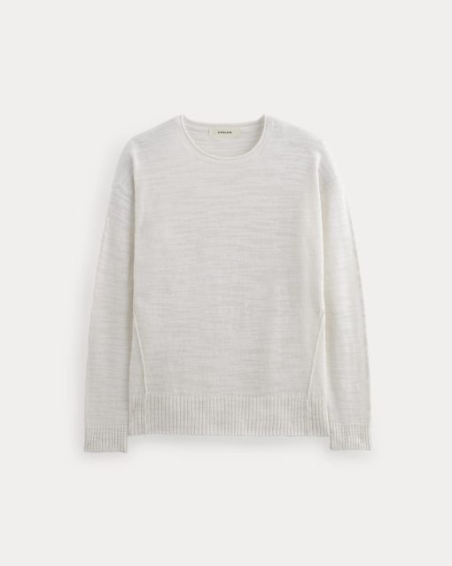 Alternative view of The Slouch Sweater in Cotton Linen | White