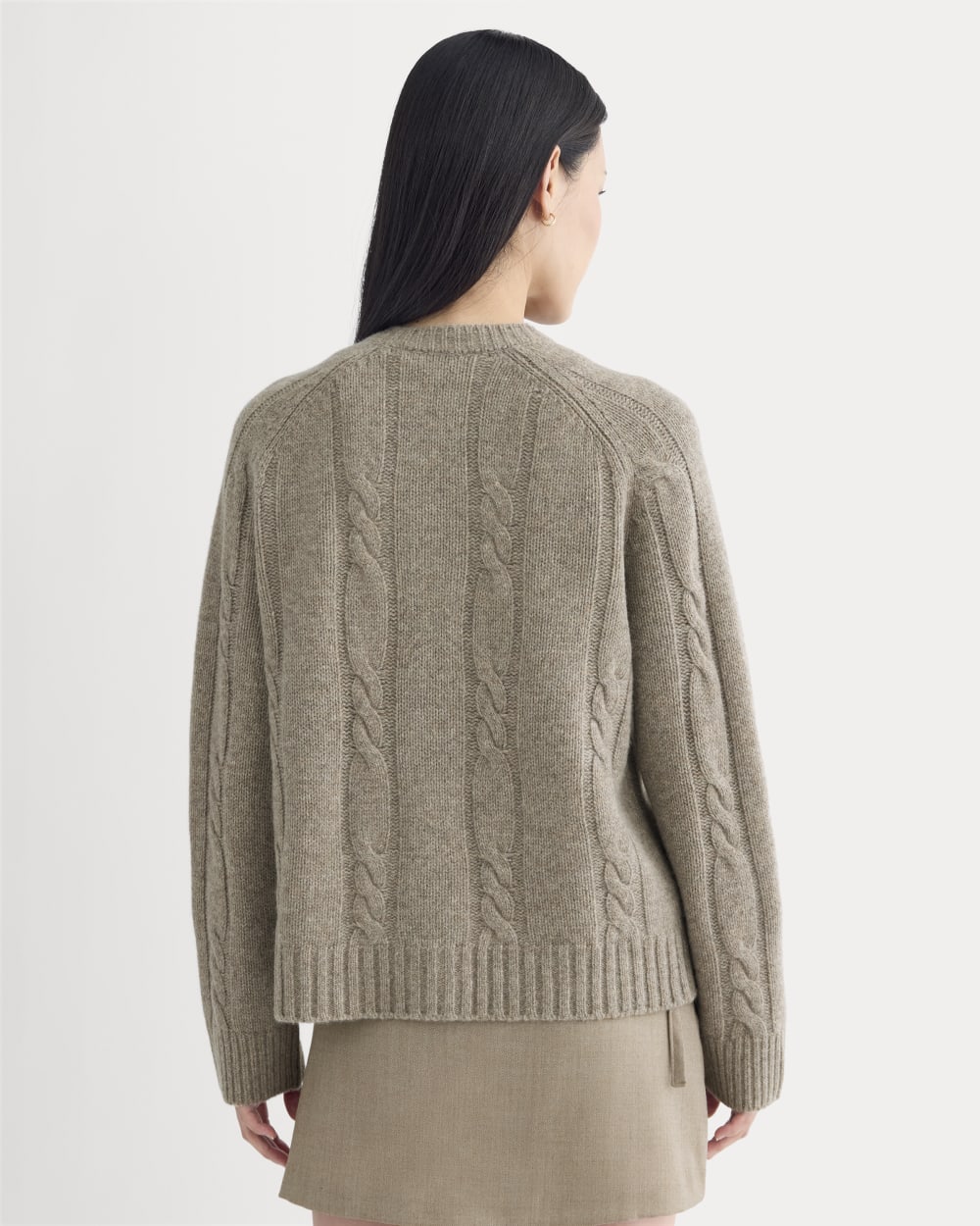 Cable Cardigan in Extrafine Luxe Merino | Heather Soft Taupe - Image 5