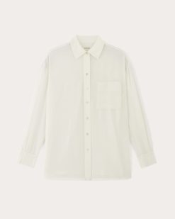 Alternative view of The Boyfriend Shirt in Washable Silk | Off-White