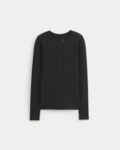 Alternative view of The Luxe Rib Henley | Black