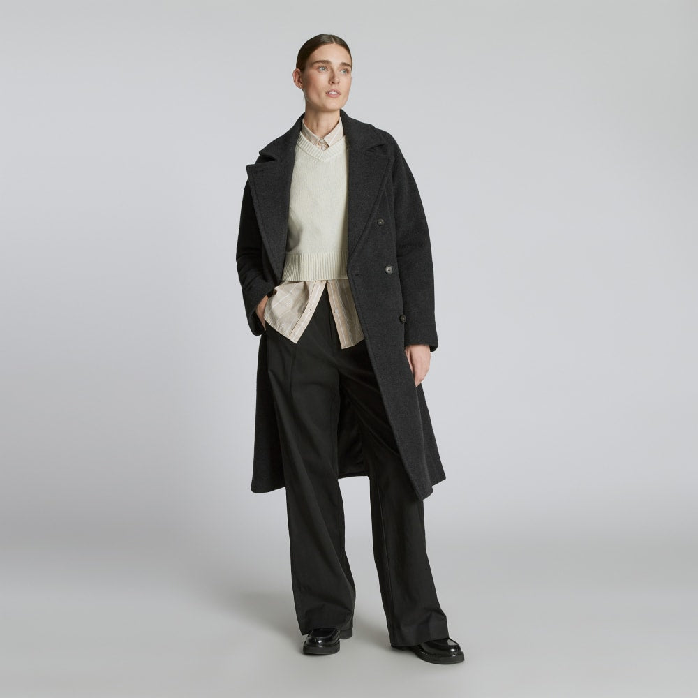 The Italian ReWool® Long Peacoat | Heathered Black - Image 6