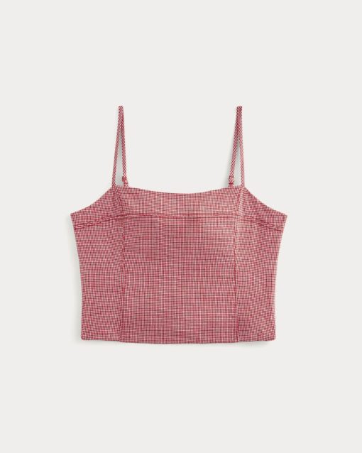 Alternative view of The Seamed Top in Stretch Linen | Classic Red Gingham