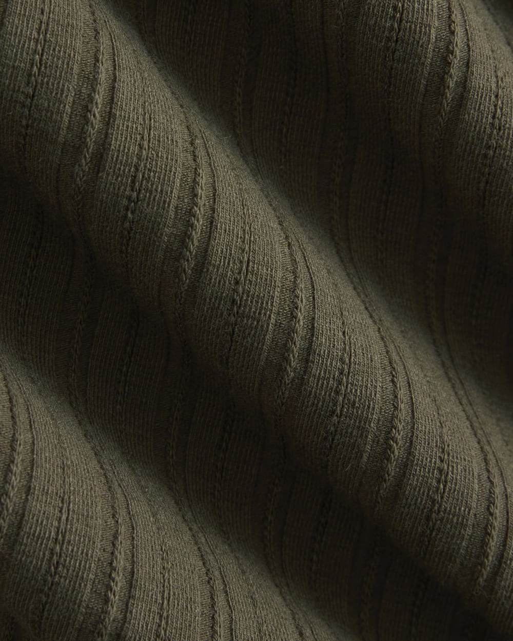 Scoop-Neck Midi Dress in Pointelle Knit | Olive Night - Image 7