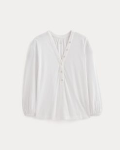 Alternative view of The Air V-Neck Henley | White
