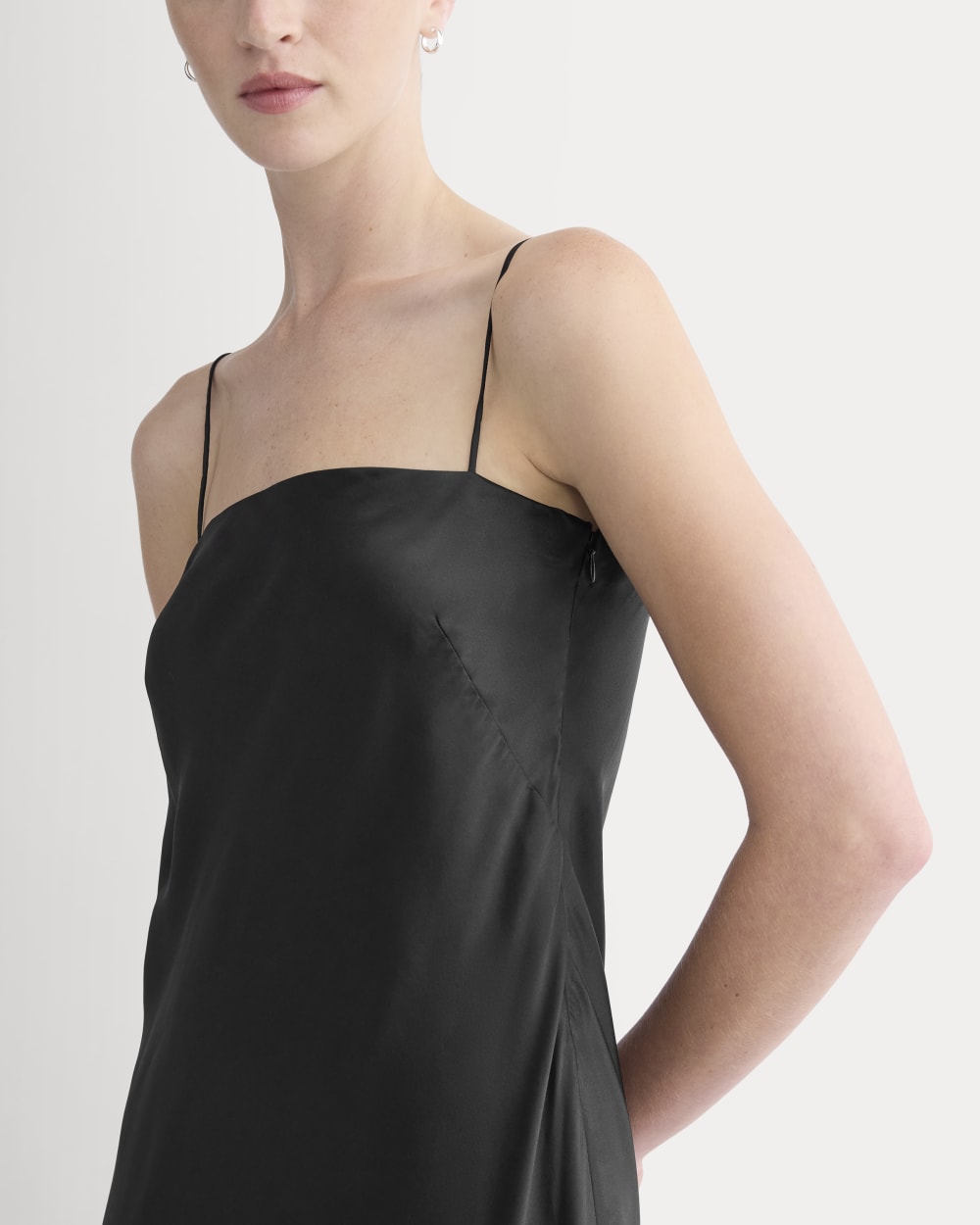 Slip Dress in Silk Charmeuse | Black - Image 3