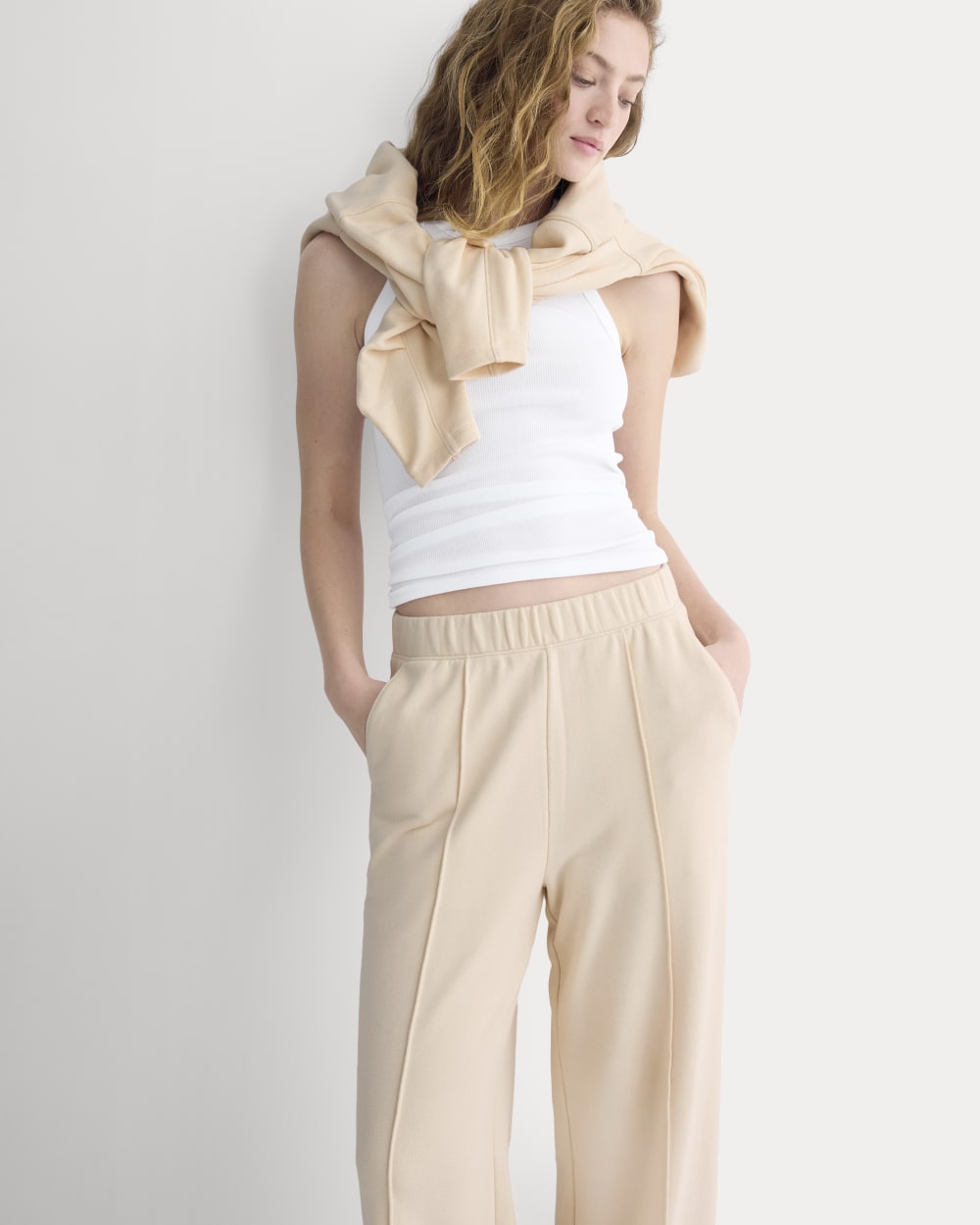Lightweight Terry Pintuck Sweatpant | Parchment - Image 3