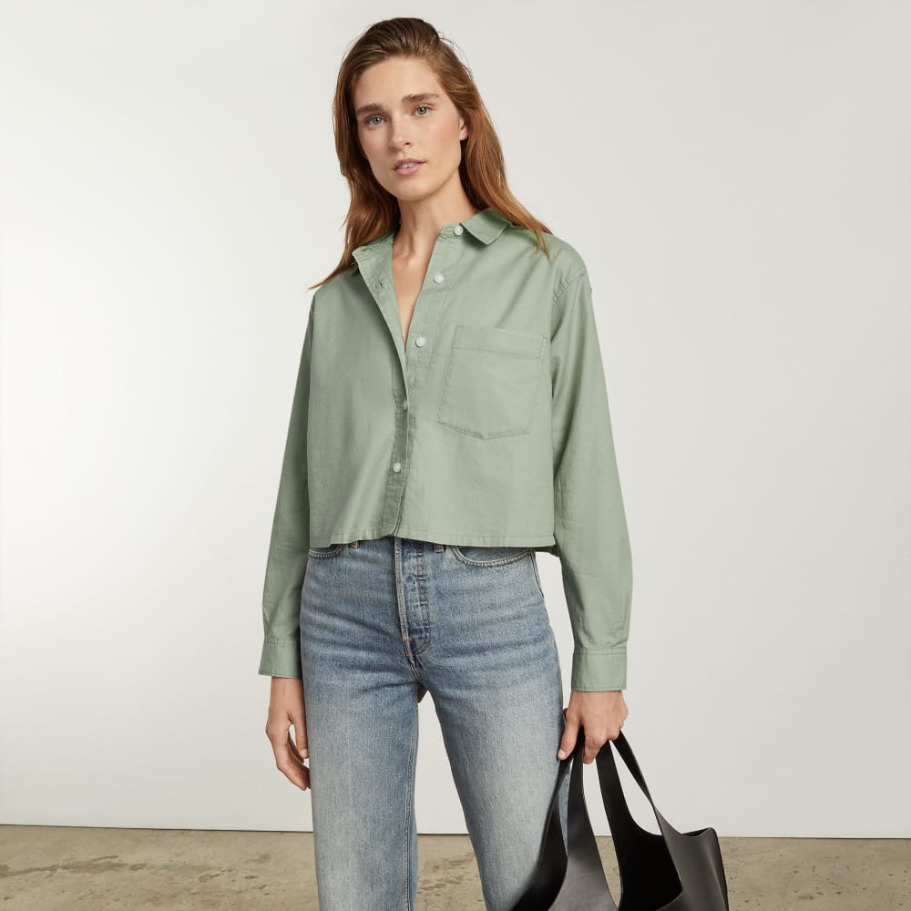 The Way-Short Shirt in Silky Cotton | Laurel - Image 3