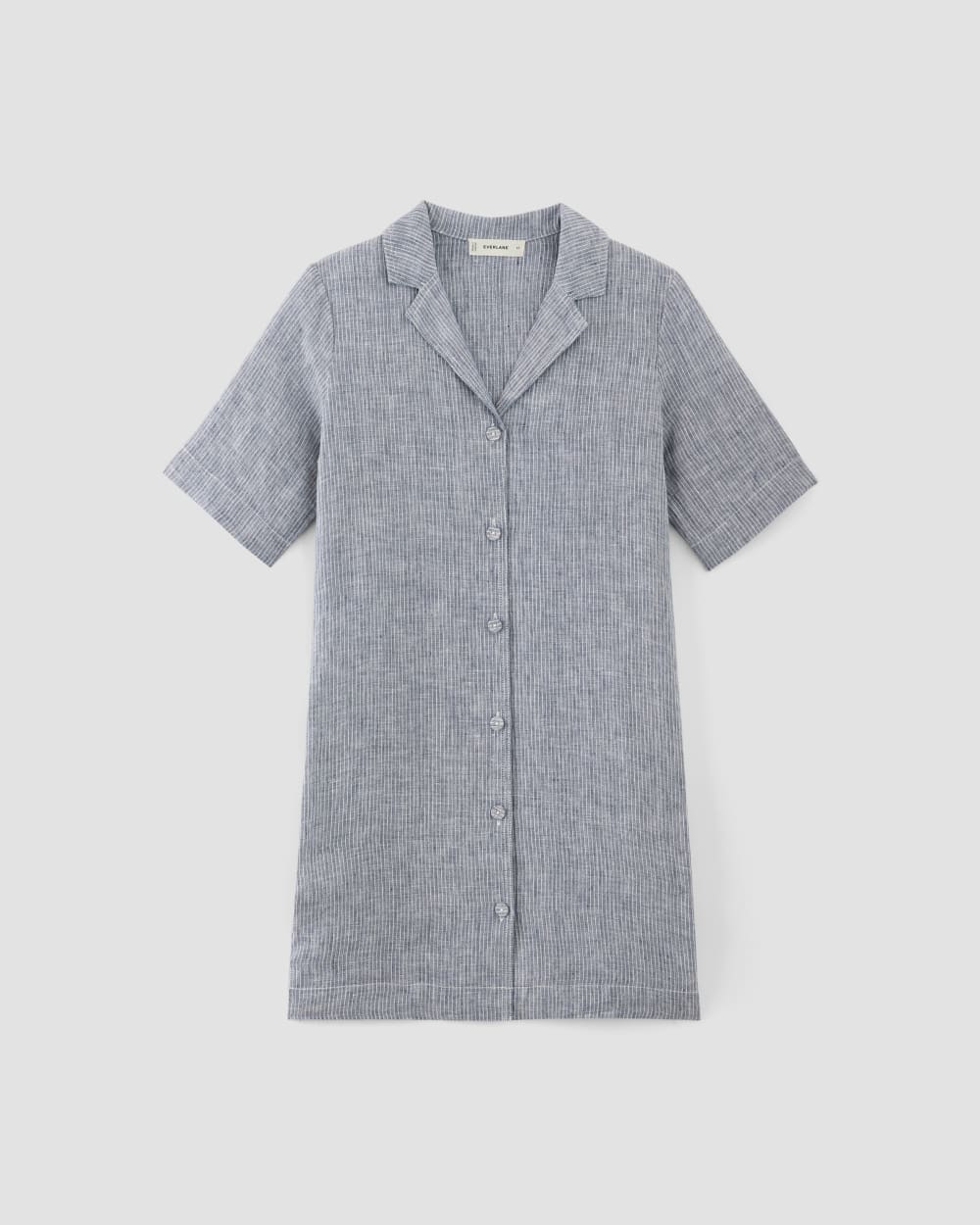 The Shirtdress in Linen | White / Blue - Image 2