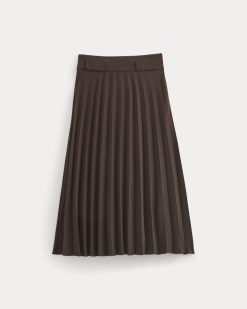 Alternative view of Pleated Crepe Midi Skirt | Dark Chocolate