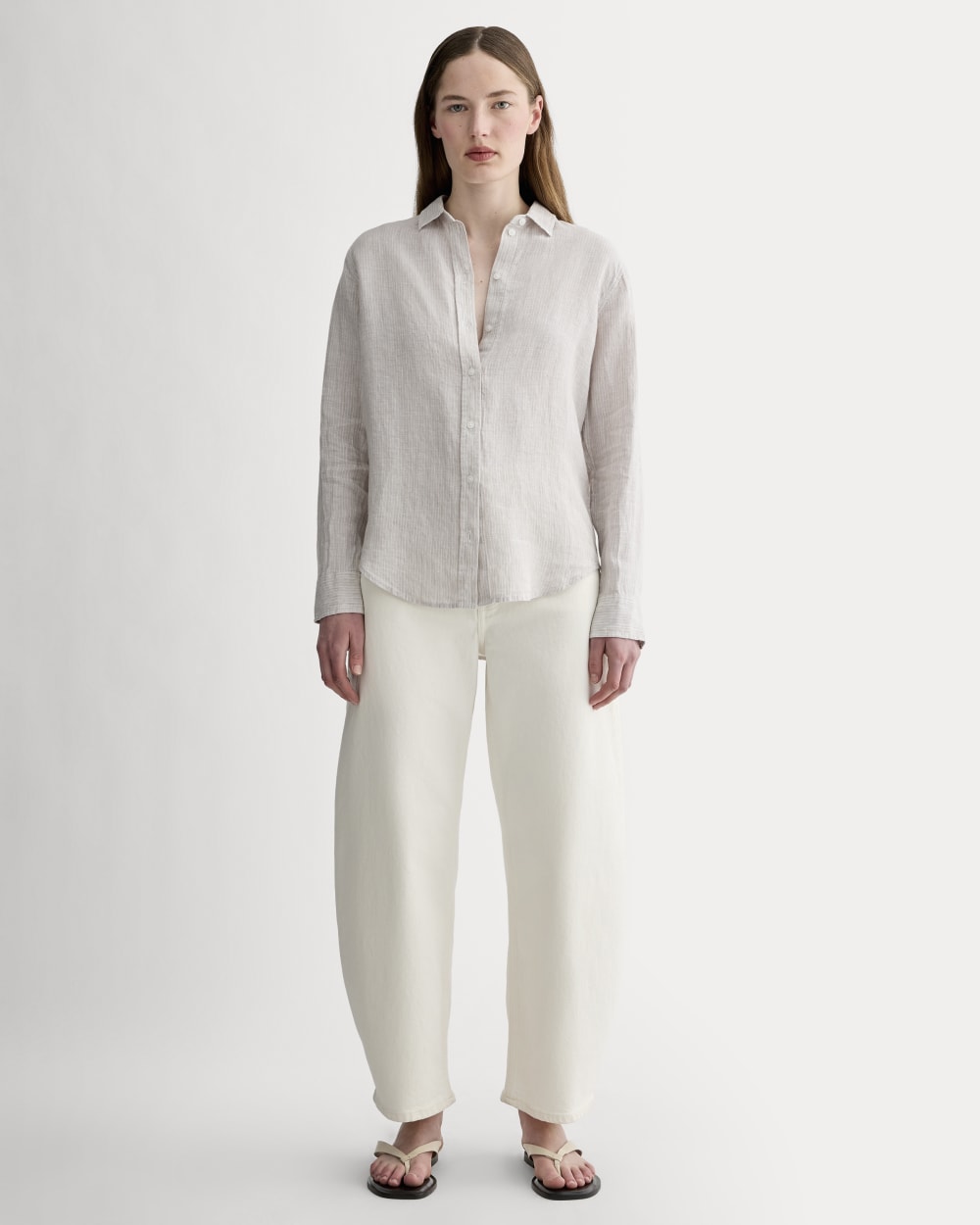 The Must-Have Shirt in Linen | Stone / White - Image 3