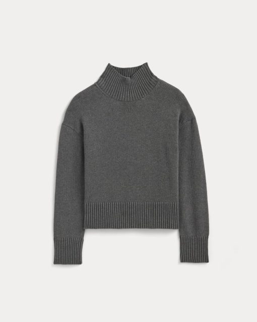 Alternative view of The Boxy Turtleneck in Everyday Cotton | Heathered Charcoal