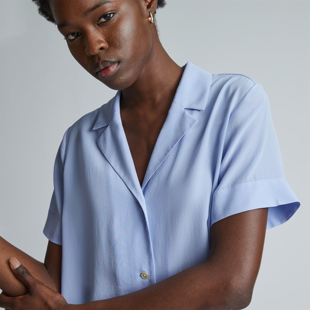 The Notch Shirt in Washable Silk | Periwinkle - Image 4