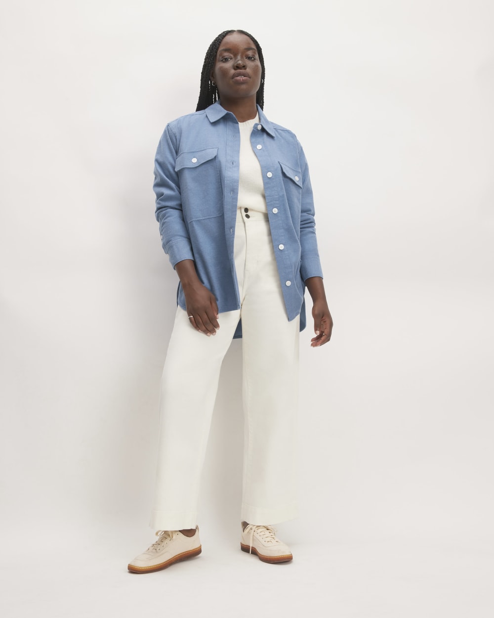The Classic Cotton Flannel Shirt | Heathered Heritage Blue - Image 3