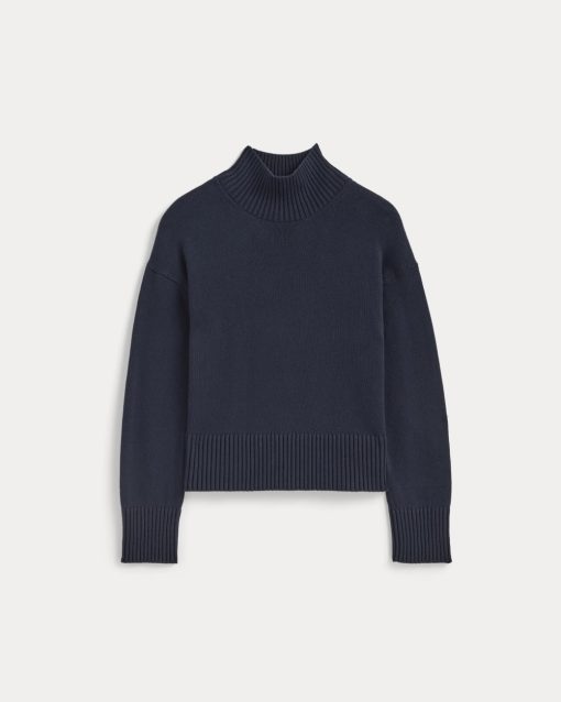 Alternative view of The Boxy Turtleneck in Everyday Cotton | Navy