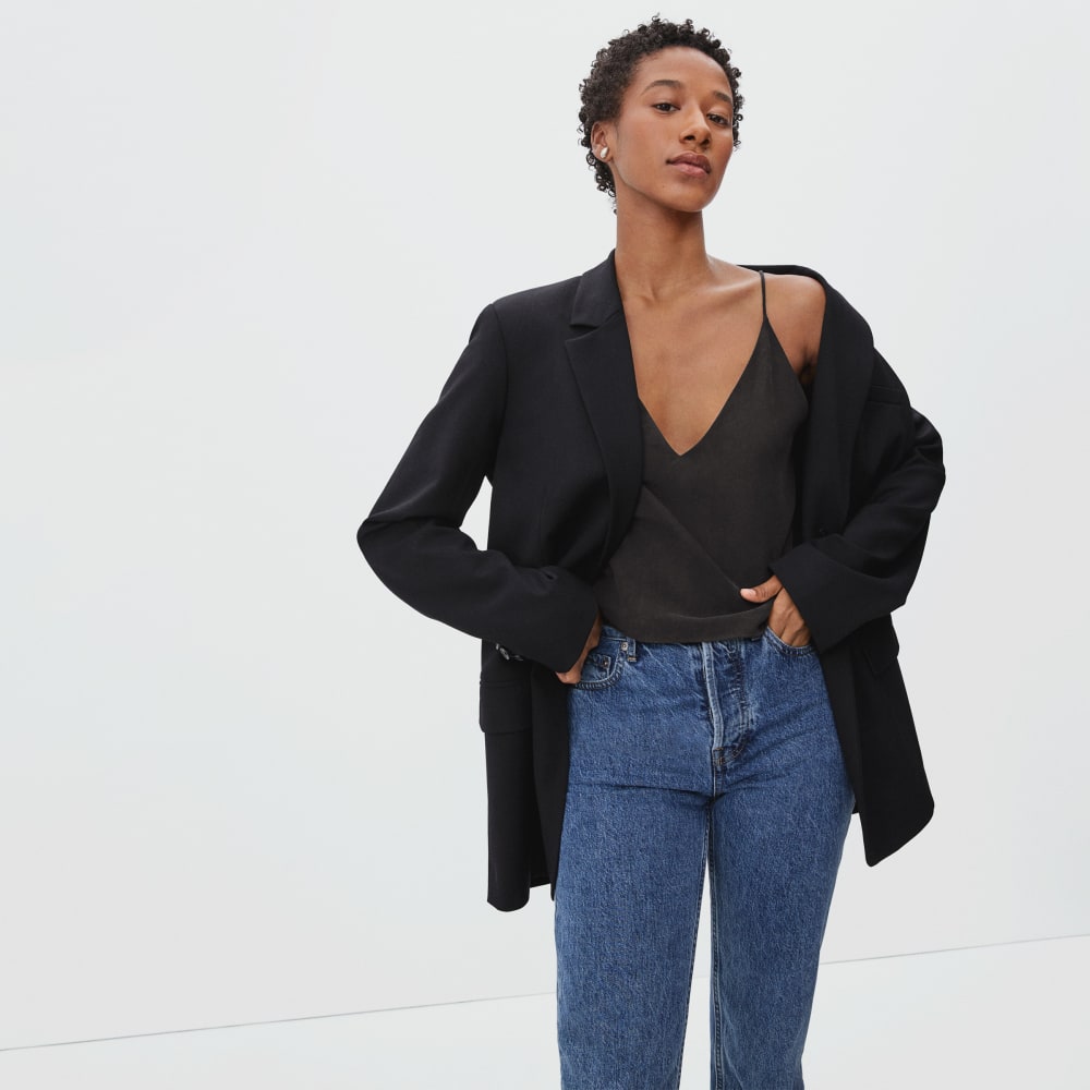 The Washable Silk Cropped Cami | Black - Image 2