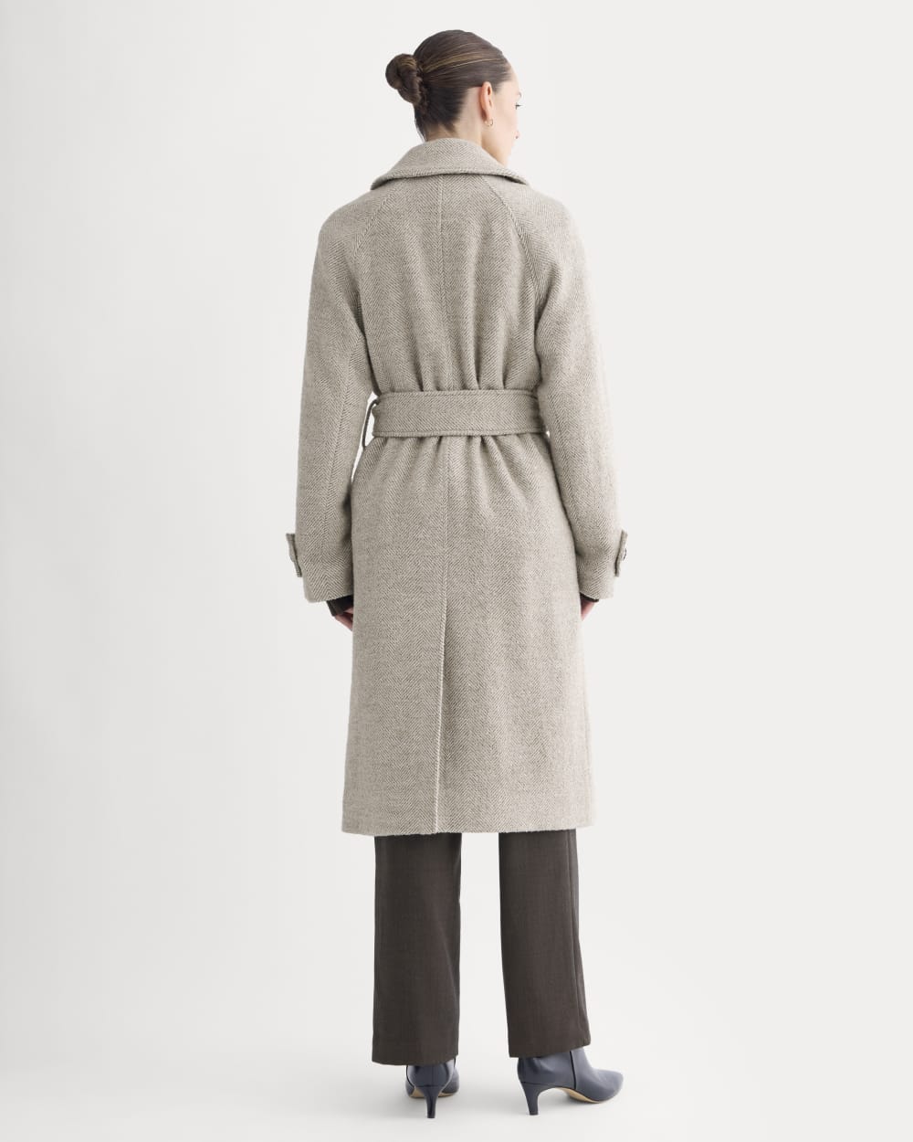 Italian Belted Overcoat | Taupe Herringbone - Image 4