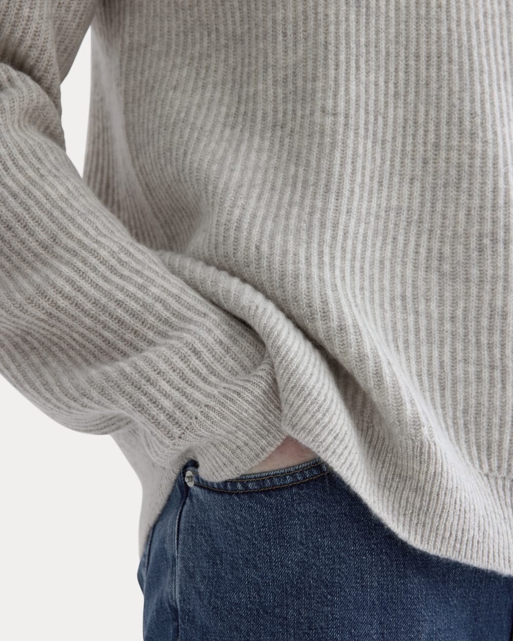 The Fisherman Crew in Wool Cashmere | Light Heather Grey - Image 4