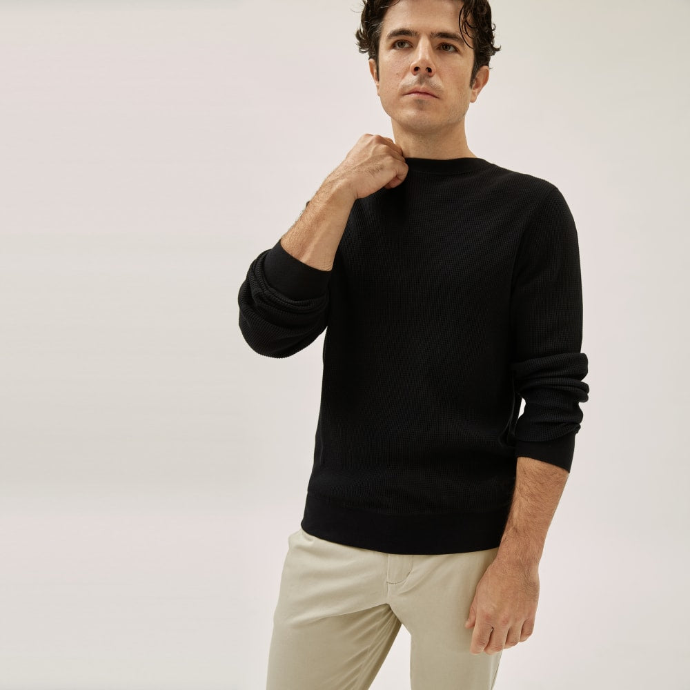 The Waffle Long-Sleeve Crew Tee | Black - Image 2