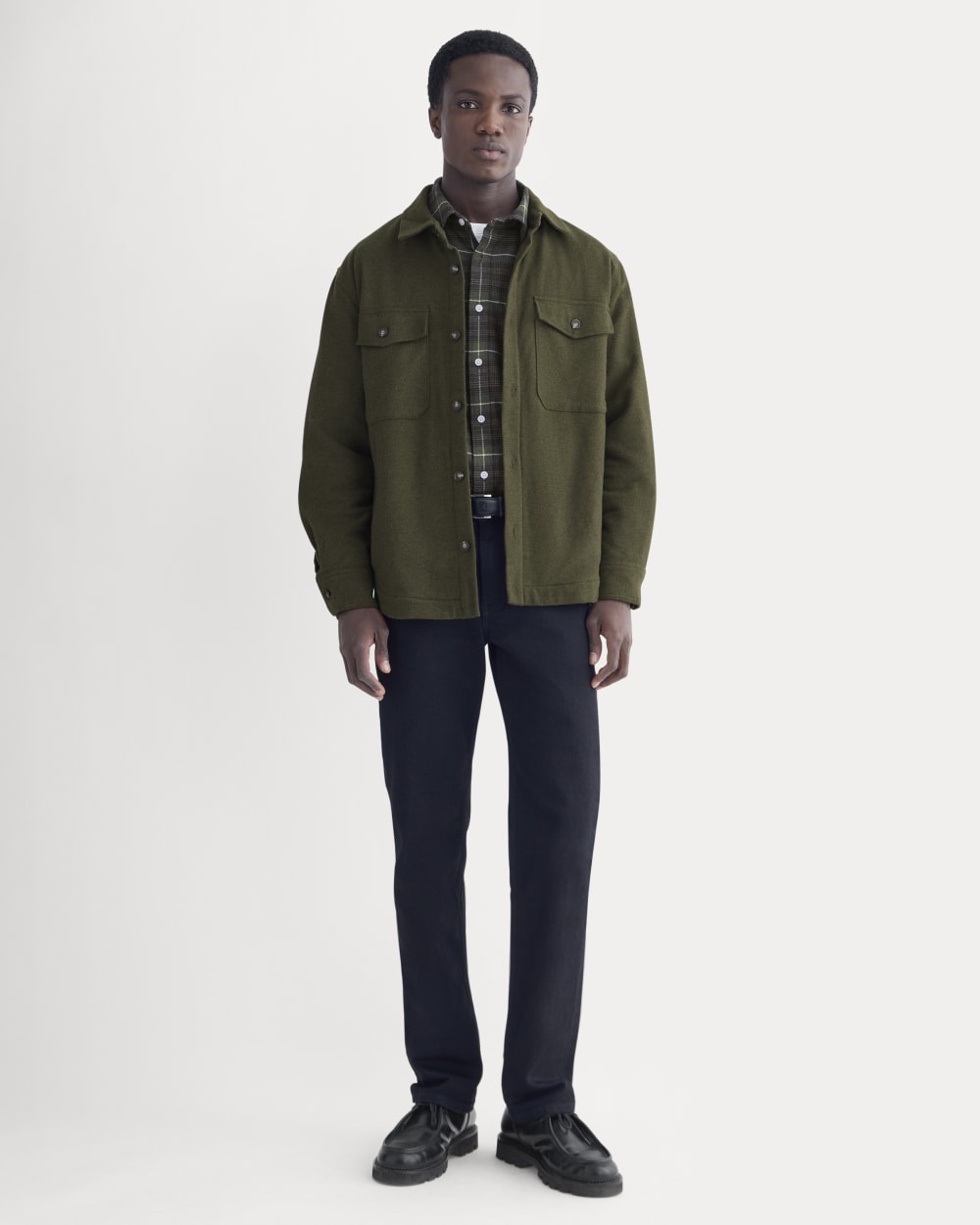 Heavyweight Waffle Twill Overshirt | Heathered Green - Image 3