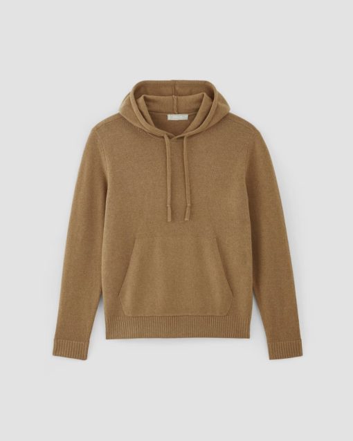 Alternative view of The Felted Merino Hoodie | Deep Camel