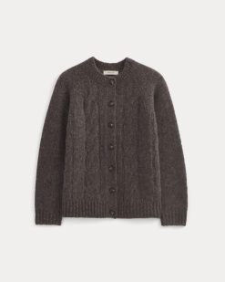Alternative view of Cloud Cable Cardigan | Heathered Burgundy