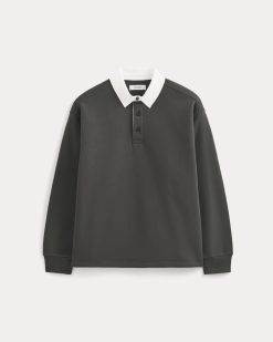 Alternative view of Luxe Fleece Rugby Polo | Washed Black
