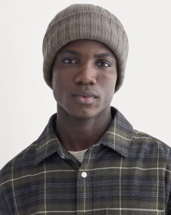 Alternative view of Chunky Ribbed Beanie | Taupe Melange