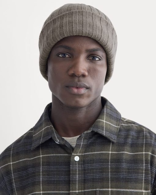 Alternative view of Chunky Ribbed Beanie | Taupe Melange