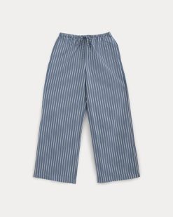 Alternative view of Wide-Leg Drawstring Pant in Washed Poplin | Dutch Blue / Bone