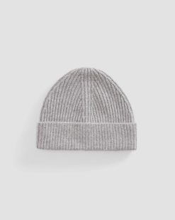 Alternative view of The Cashmere Fine Rib Beanie |  Heathered Grey