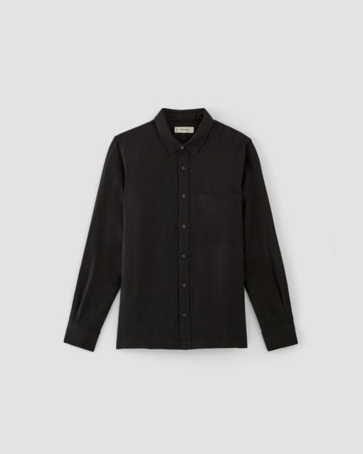 Alternative view of The Linen Straight Hem Shirt | Black
