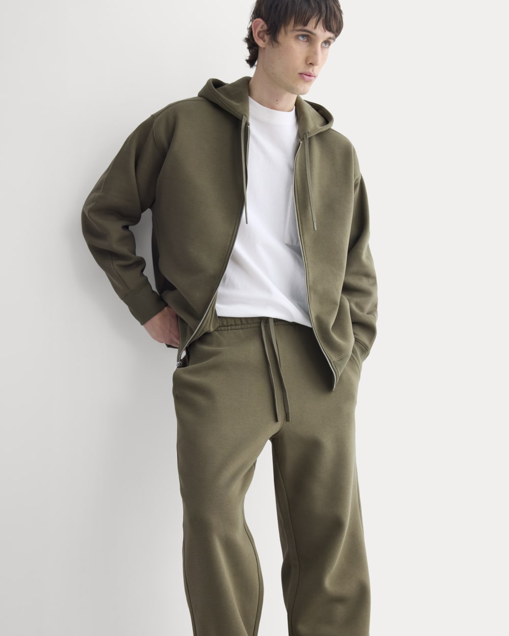 Luxe Fleece Full-Zip Hoodie | Olive Night - Image 3