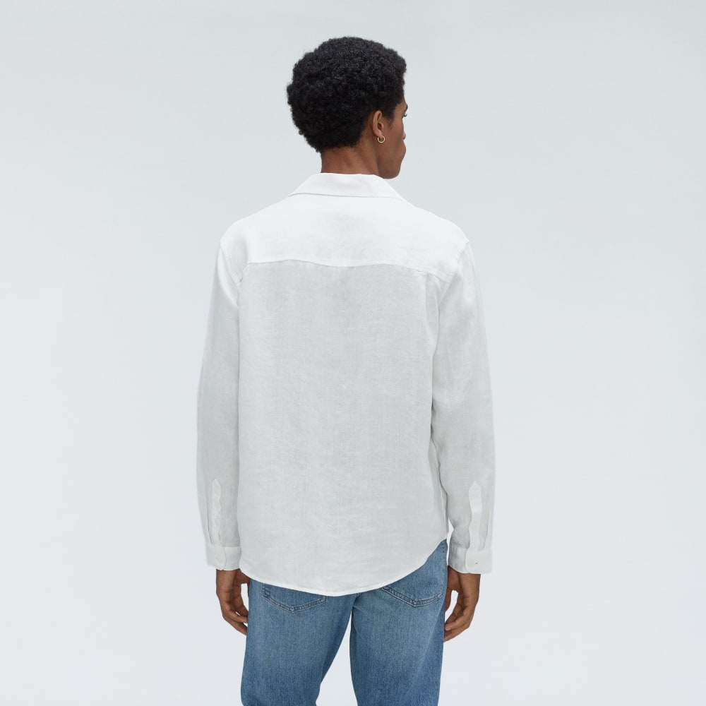 The Long Sleeve Linen Camp Shirt | White - Image 3