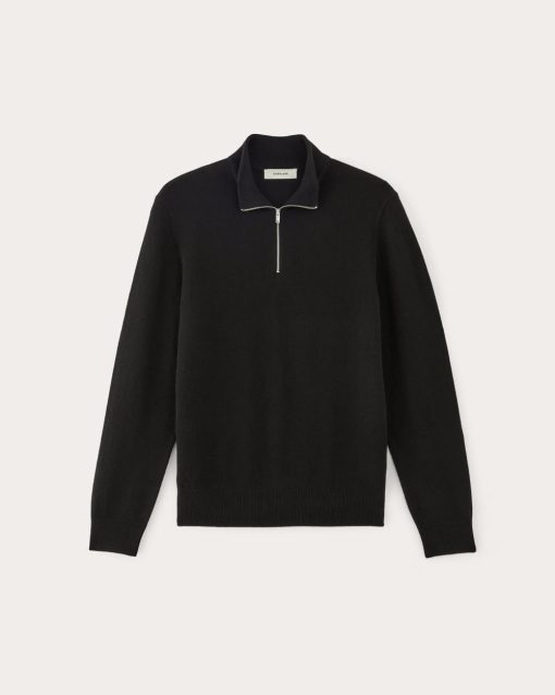 Alternative view of The Quarter-Zip in Cashmere |  Black