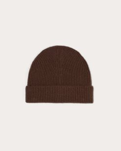 Alternative view of The Cashmere Ribbed Beanie | Dark Mahogany