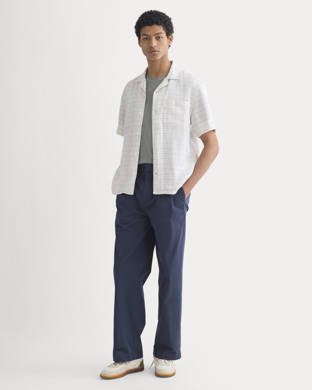 Linen Resort Shirt | Bone Plaid - Image 4