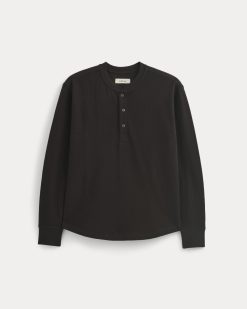 Alternative view of Thermal Henley in Cozy Waffle | Black