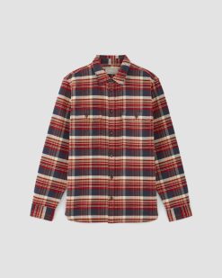 Alternative view of The Heavyweight Overshirt | Uniform | True Navy / Haute Red / Honey