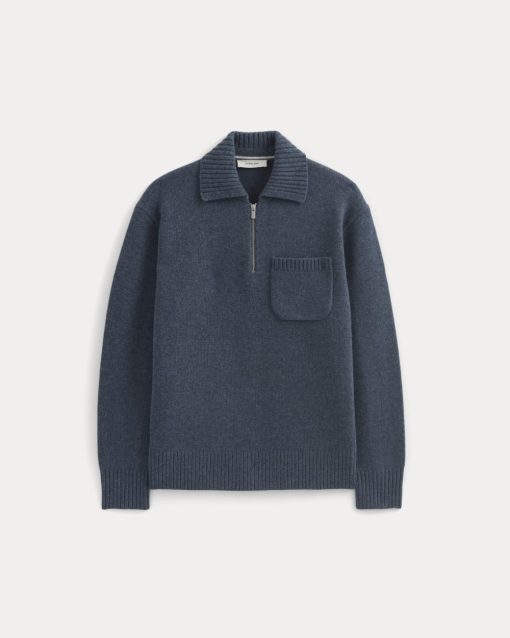 Alternative view of Luxe Merino Quarter-Zip Pullover | Heather Midnight Navy