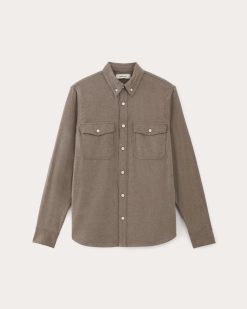 Alternative view of The Brushed Flannel Shirt | Taupe Melange