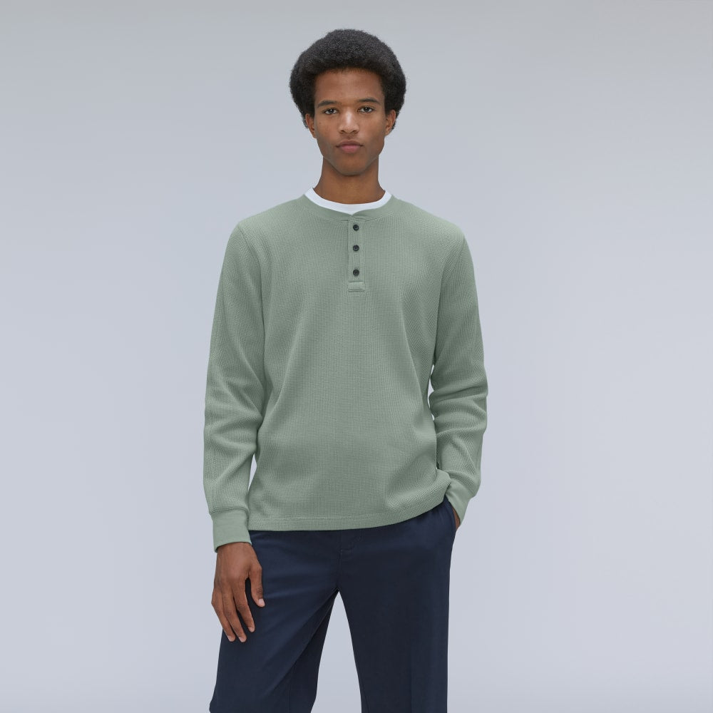 The Waffle Long-Sleeve Henley Tee | Lily Pad